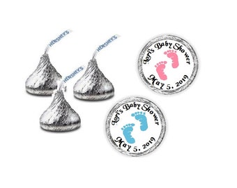 108 Baby Footprints Baby Shower Kiss Candy Label Wrapper Favors Stickers ~ Choose your color