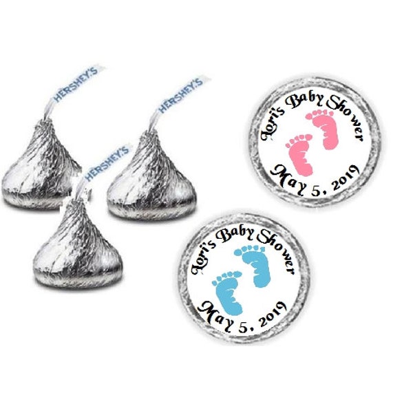 108 Baby Footprints Baby Shower Kiss Candy Label Wrapper Favors Stickers ~ Choose your color