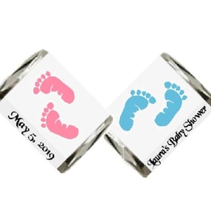 30 Baby Footprints Baby Shower Nugget Candy Label Wrapper Favors Stickers ~ Choose your color