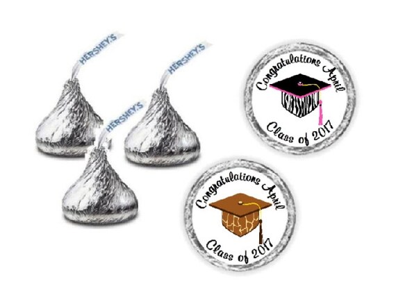 30 Leopard or Zebra Graduation Personalized Mini Bubble Label Wrapper Favors