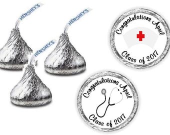 108 Nursing Graduation Kiss Candy Label Wrapper Favors Stickers ~ Choose your graphic