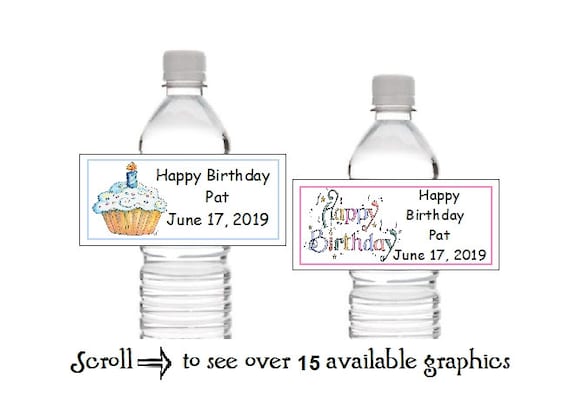 10 Personalized Happy Birthday Water Bottle Favor Labels over | Etsy
