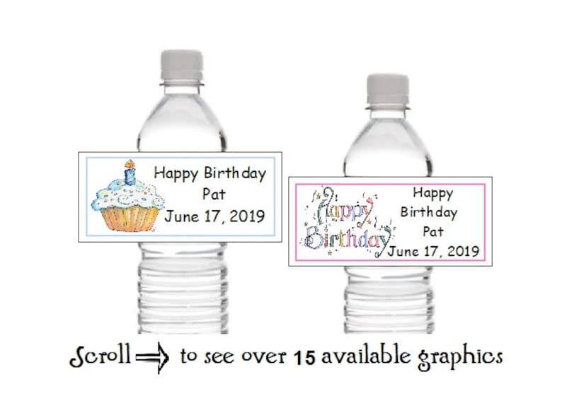10 Personalized Happy Birthday Water Bottle Favor Labels ~over 15 ...