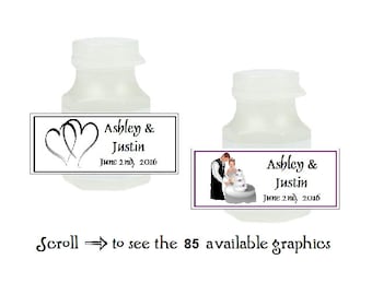 30 Wedding Theme Personalized Mini Bubble Label Wrapper Favors Stickers ~ Over 80 Graphics to Choose From