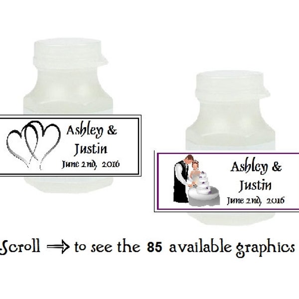 30 Wedding Theme Personalized Mini Bubble Label Wrapper Favors Stickers ~ Over 80 Graphics to Choose From