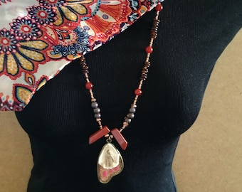 25% OFF Natural Carnelian and Red Tiger Eye Beaded Necklace