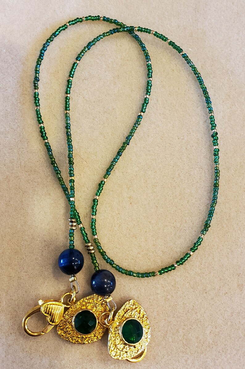 25 OFF Sunglass/glasses Chain/facemask Chain, Emerald Green Accent