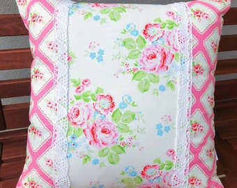 Made To Order_Floral Patchwork Pillow Cover, Shabby Chic Pillow Cover, Quilted Cushion Cover, Quilted Pillow, Fits 16 inch insert