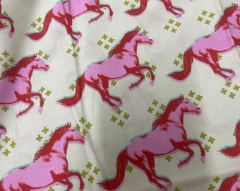 Fat Quarter_OOP_Mustang Horses in Pink by Melody Miller for Cotton + Steel_Rare_ VHTF FQ