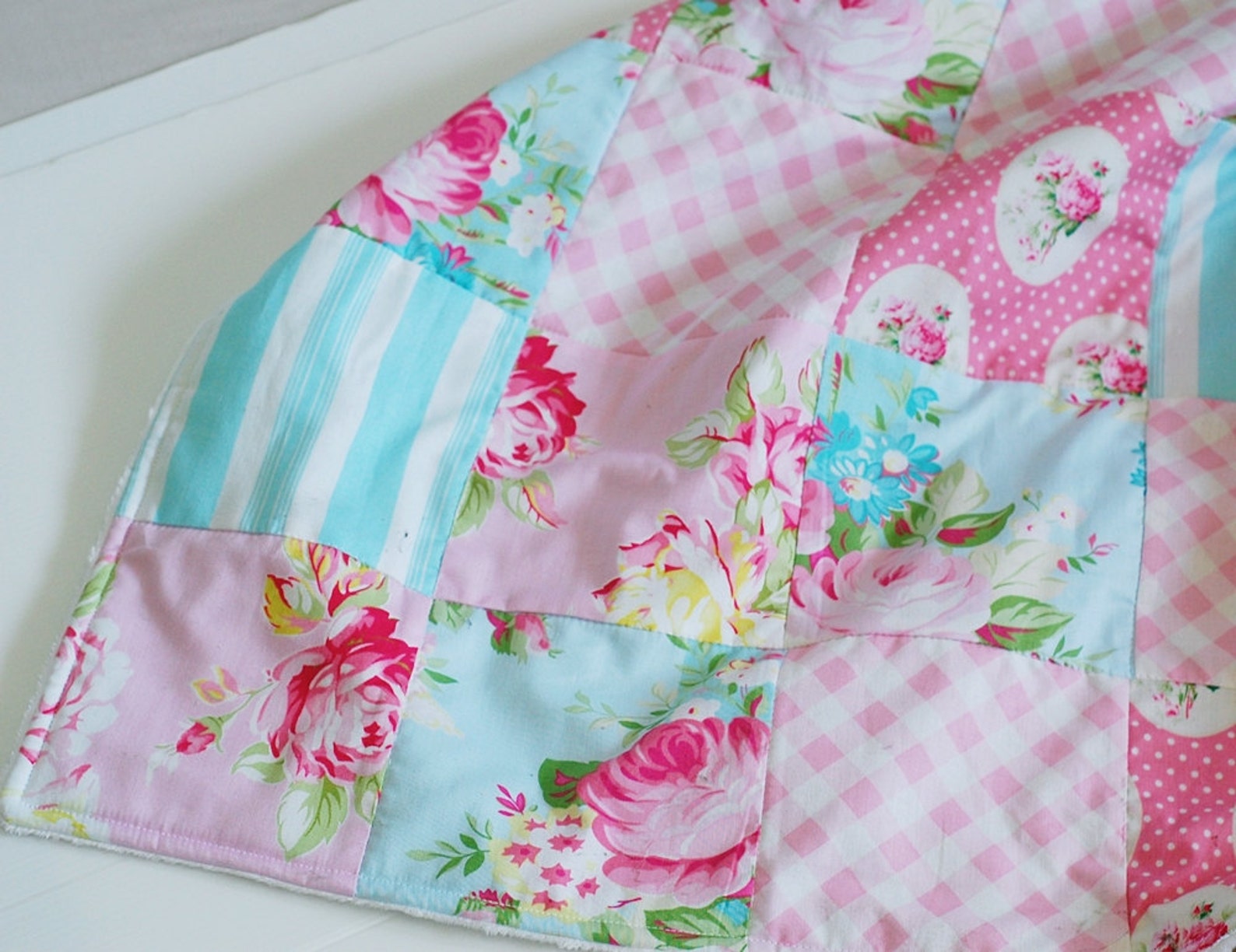 Patchwork Baby Girl Quilt Patchwork Quilt Blanket Minky - Etsy