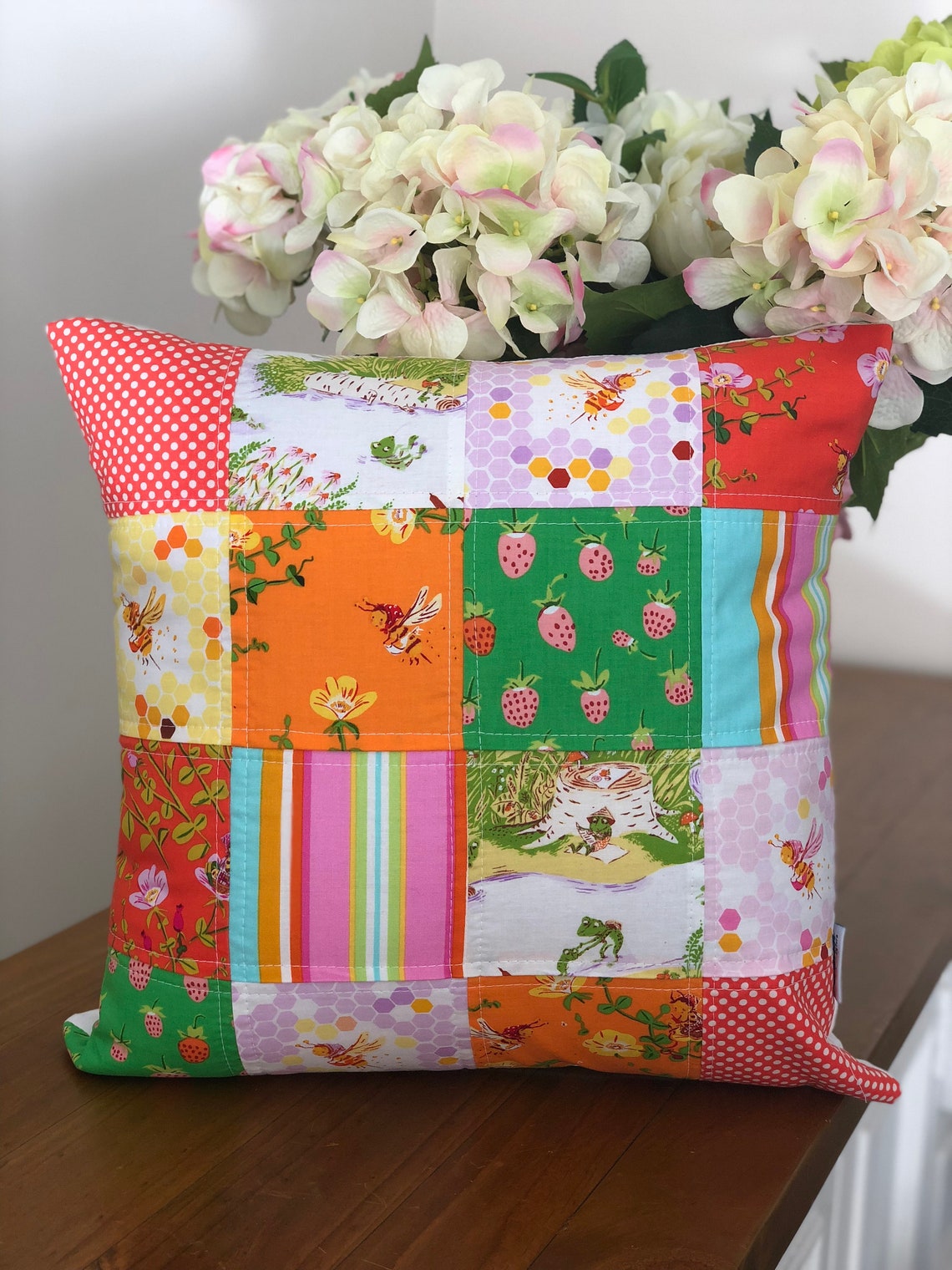 Cute Modern Patchwork Pillow Cover Quilted Cushion Cover Etsy