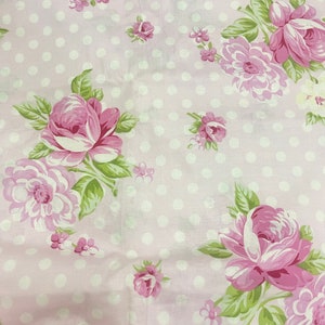 FQ Tanya Whelan Rosey _ Roses and Mums in Pink , OOP VHTF Free Spirit Fabric Fat Quarter image 1