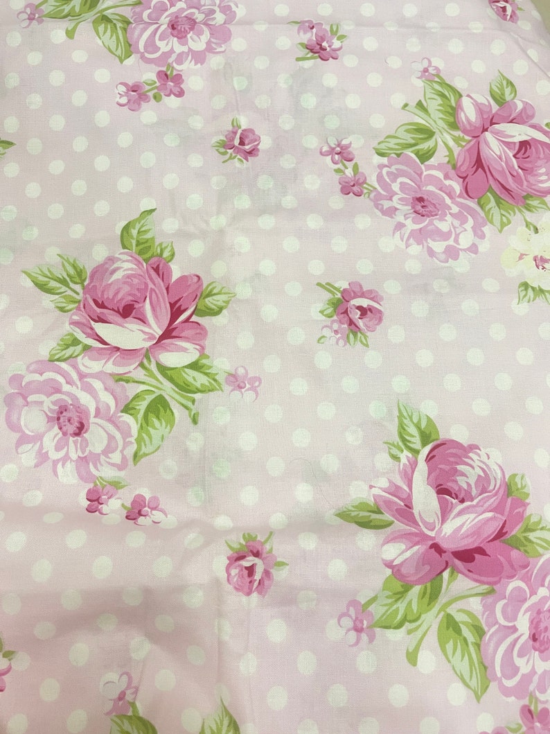 FQ Tanya Whelan Rosey _ Roses and Mums in Pink , OOP VHTF Free Spirit Fabric Fat Quarter image 1