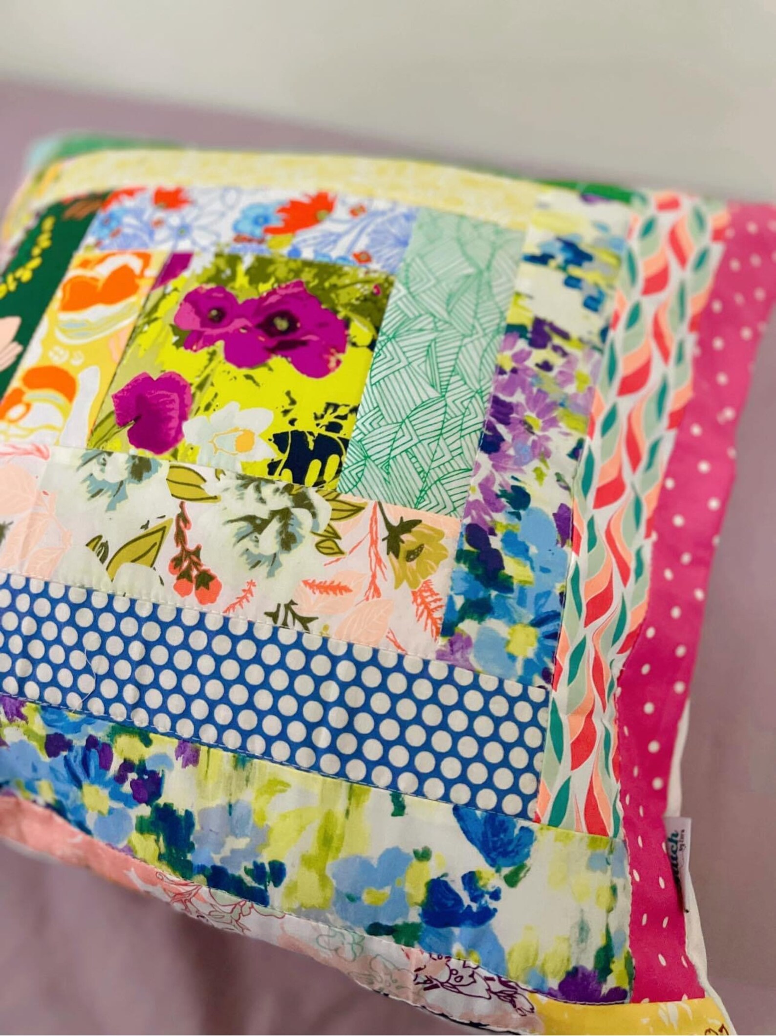 Floral Patchwork Pillow Cover Cottage Style Pillow Cover Etsy