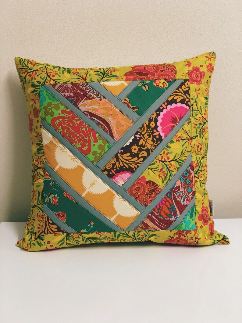 Broken Herringbone Quilted Patchwork Pillow Cover Retro Etsy