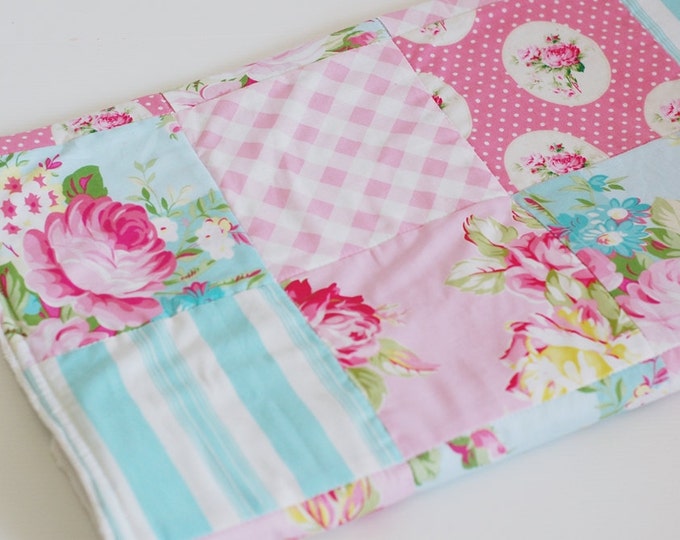 Patchwork Baby Girl Quilt, Patchwork Quilt Blanket, Minky Modern ...