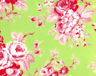 Tanya Whelan Darla _ Picnic Rose w kolorze zielonym, OOP VHTF Free Spirit Fabric Fat Quarter