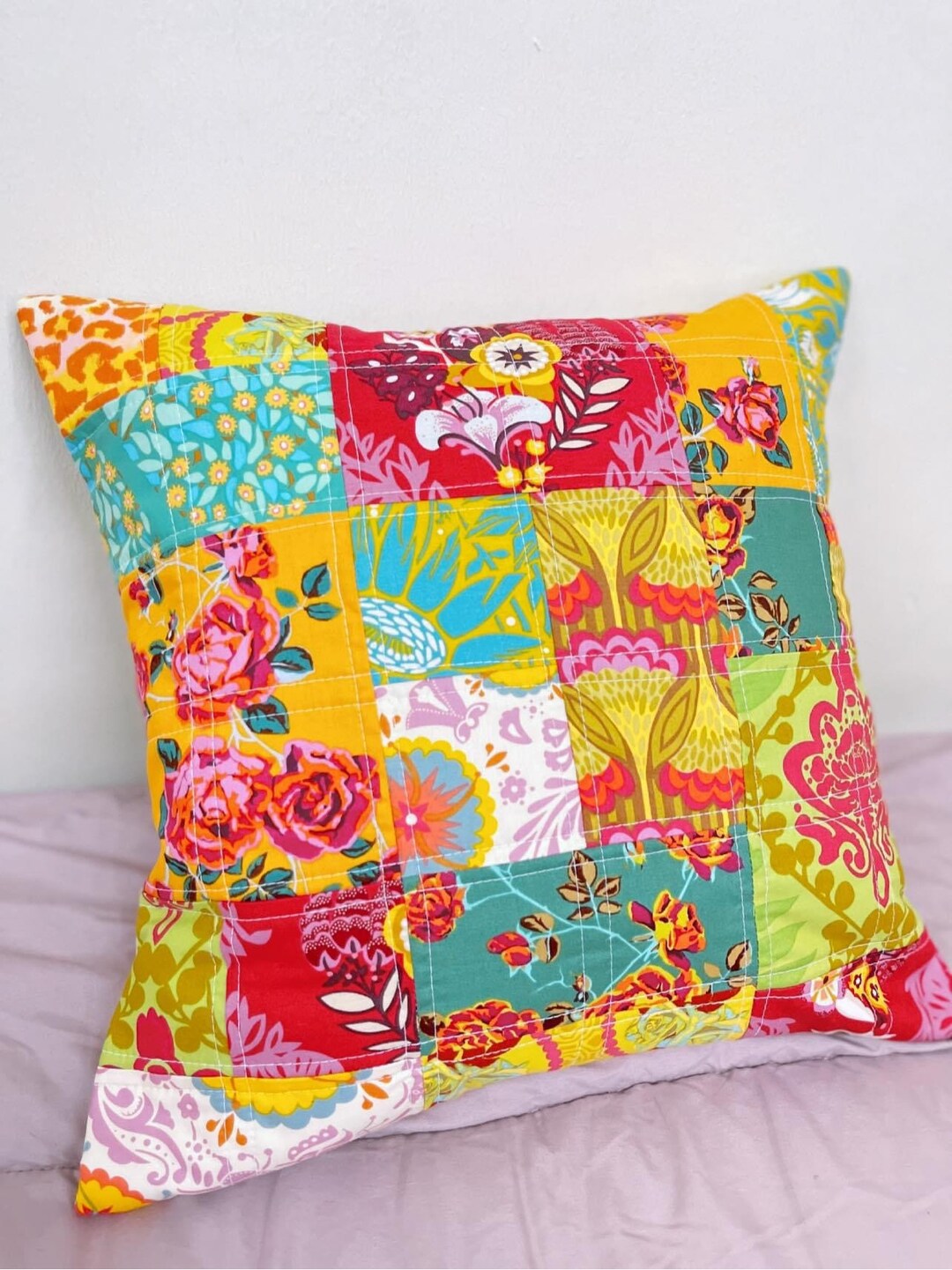 Made to Order_quilted Patchwork Pillow Cover, Retro Pillow Cover