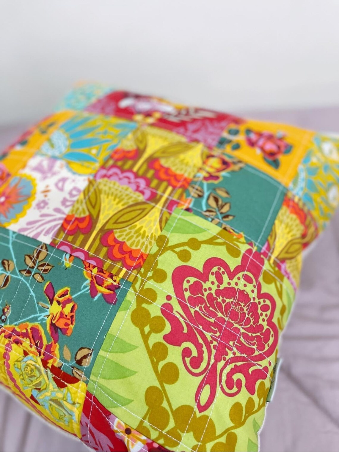 Made to Order_quilted Patchwork Pillow Cover, Retro Pillow Cover