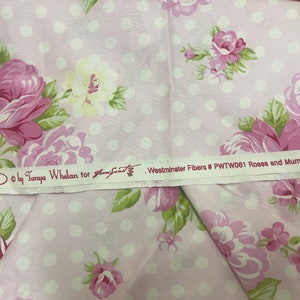 FQ Tanya Whelan Rosey _ Roses and Mums in Pink , OOP VHTF Free Spirit Fabric Fat Quarter image 3