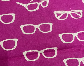 Echino Ni-co Glasses Canvas Linen Cotton Fabric by Etsuko Furuya from Kokka of Japan RARE OOP - one fat quarter