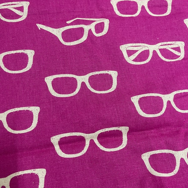 Echino Ni-co Glasses Canvas Linen Cotton Fabric by Etsuko Furuya from Kokka of Japan RARE OOP - one fat quarter