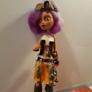 Howleen wolf as a steampunk inventor scientist monster high doll ooak repaint