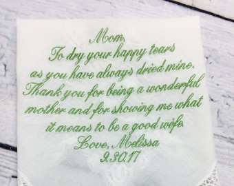 Wedding Handkerchief For Mother of Bride - Mother of Bride Handkerchief, Handkerchief For Mother of Bride - Mother of Bride Gift
