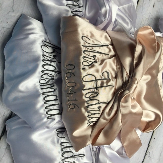 Set of 5 SATIN Bridal Party Robe Gift Shower Monogrammed Etsy