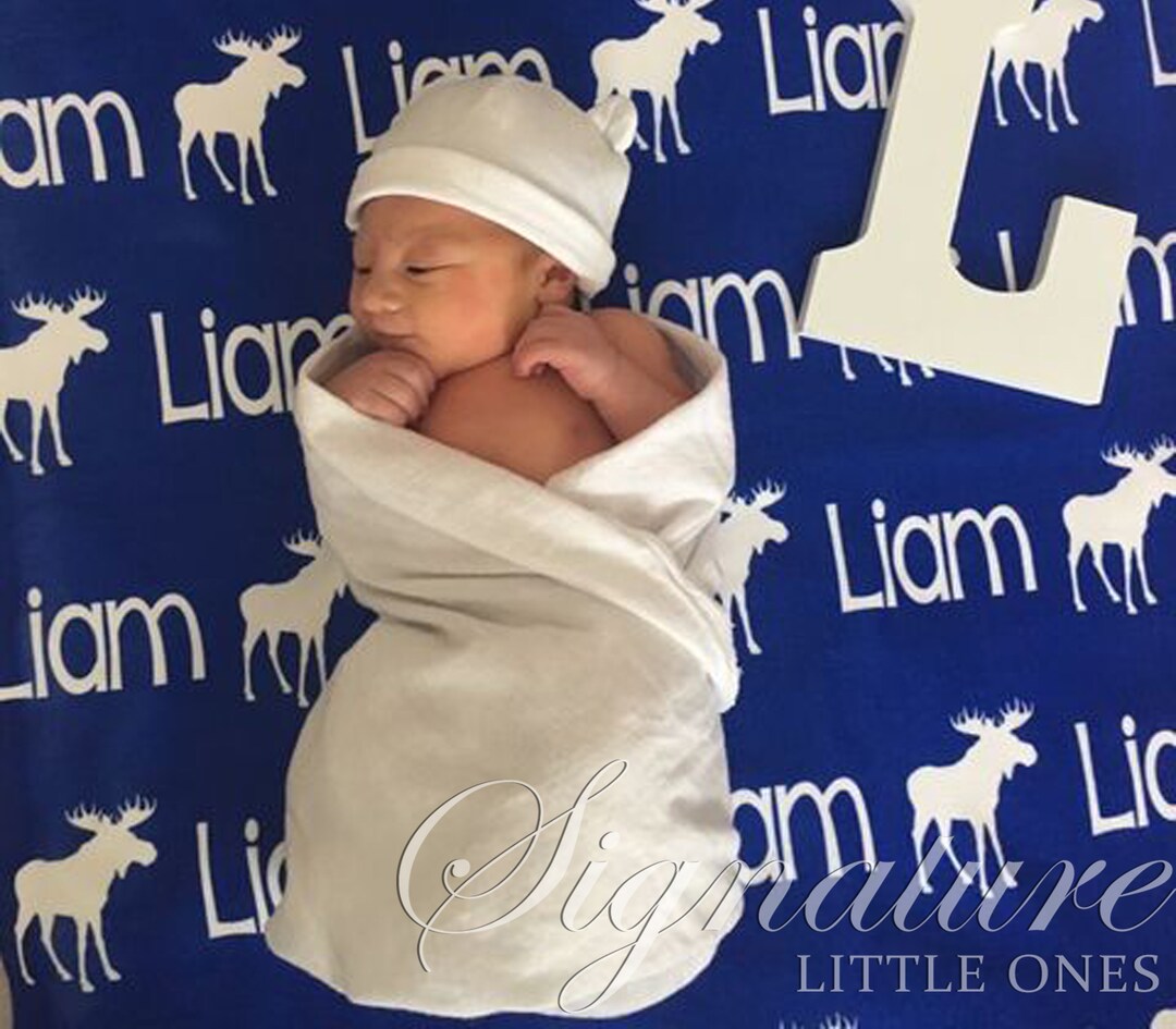 Personalized Baby Blanket, Personalized Hat, Name Blanket, Swaddle