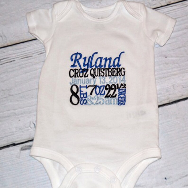 Birth Announcement Onesie Embroidered and Unique Etsy