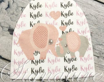 Gorro de bebé personalizado, gorro personalizado, manta con nombre, gorro con nombre, gorro de bebé, manta para envolver al bebé, regalo para baby shower, gorro de hospital