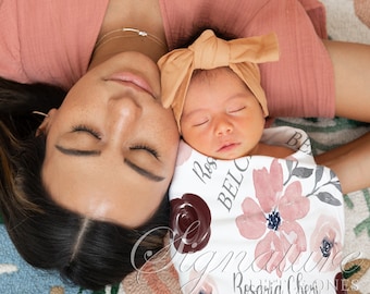 Manta personalizada para bebê, manta com monograma, manta com nome, manta para enrolar o bebê, presente para chá de bebê, adereço para fotos de recém-nascido, presente para menino