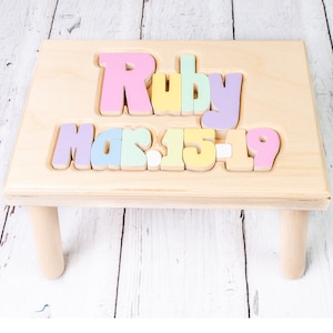 Name Puzzle Stool- Name & Birthday
