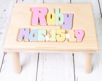 Name Puzzle Stool- Name & Birthday