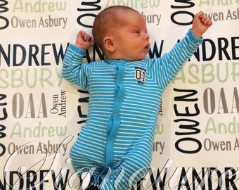 Personalized Baby Blanket, Monogrammed Baby Blanket, Name Blanket, Swaddle Receiving Blanket, Baby Shower Gift, Birth Announcement Blanket