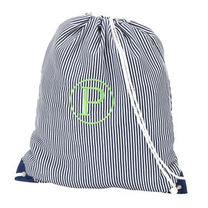 Navy Pinstripe Gym Bag