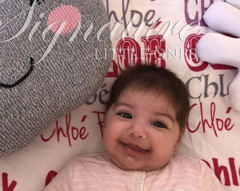 Spersonalizowany kocyk dla dziecka, spersonalizowana czapeczka, kocyk z imieniem, kocyk do otulania, prezent na baby shower, kocyk z informacją o narodzinach dziecka, czapeczka z imieniem