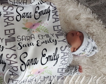 Spersonalizowany kocyk dla dziecka, spersonalizowana czapeczka, kocyk z imieniem, kocyk do otulania, prezent na baby shower, kocyk z informacją o narodzinach dziecka, czapeczka z imieniem