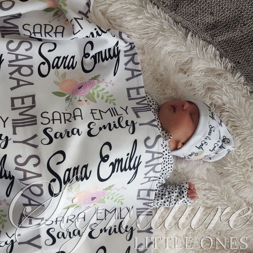 Boy Personalized Swaddle Blanket & Hat Set Baby Receiving Etsy