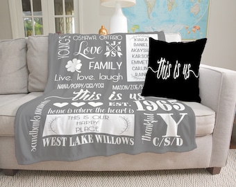 Personalized Throw Blanket, Modern Blanket, Name Custom Blanket, Livingroom Decor, Friend Gift, Fleece Sherpa Blanket, Bedroom Blanket