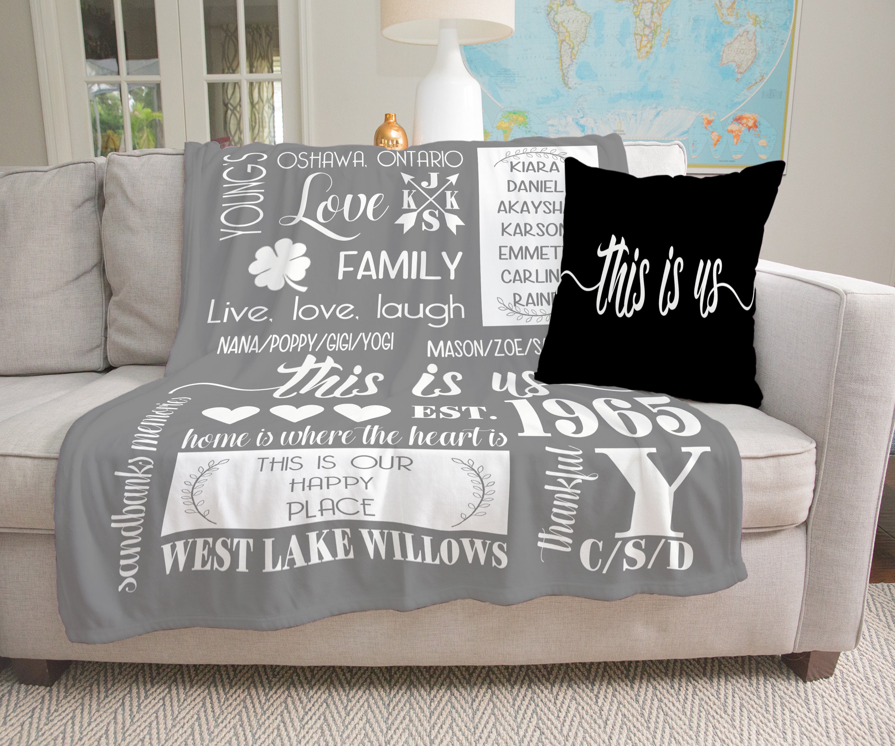 Personalized Throw Blanket Modern Blanket Name Custom Etsy Australia
