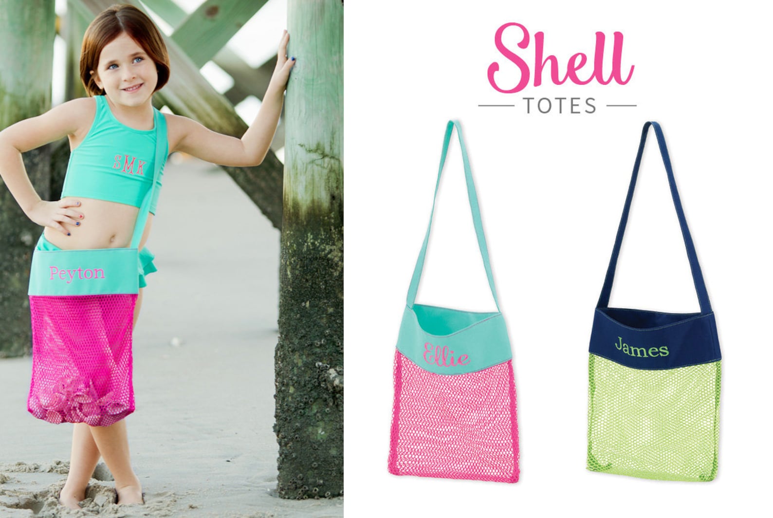 Personalized or Monogrammed Kids Hot Pink Beach/shell Tote - Etsy Canada