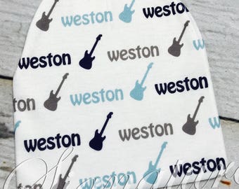 Gorro de bebé personalizado, gorro personalizado, manta con nombre, gorro con nombre, gorro de bebé, manta para envolver al bebé, regalo para baby shower, gorro de hospital