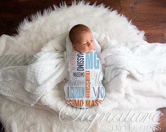 Manta personalizada para bebê, manta com monograma, manta com nome, manta para enrolar o bebê, presente para chá de bebê, adereço para fotos de recém-nascido, presente para menino