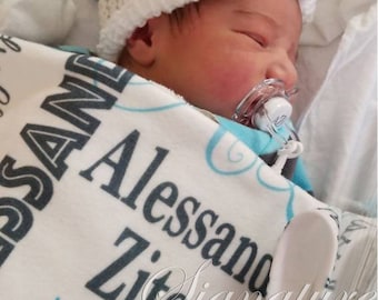 Spersonalizowany kocyk dla dziecka, spersonalizowana czapeczka, kocyk z imieniem, kocyk do otulania, prezent na baby shower, kocyk z informacją o narodzinach dziecka, czapeczka z imieniem
