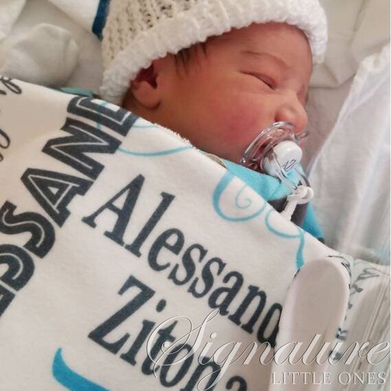 personalized baby hat and blanket