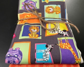 Burp cloths, Zoo, wild, elephant, giraffe, zebra, alligator, turtle, neutral, baby shower