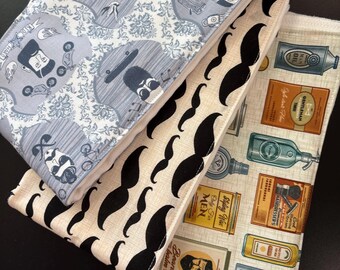 Burp cloths, mustache, beard, barber, baby shower