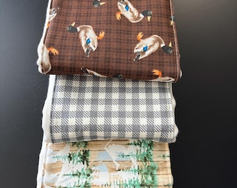 Burp cloths, duck, mountains, woods, outdoors, mallard, baby shower